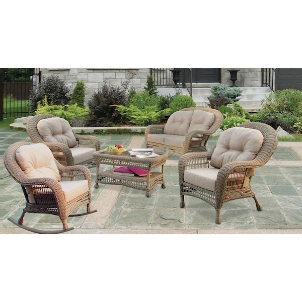 W Unlimited Outdoor Garden Patio Rocking Chairs Conversation Set - 5 Piece SW1308SET5R - main